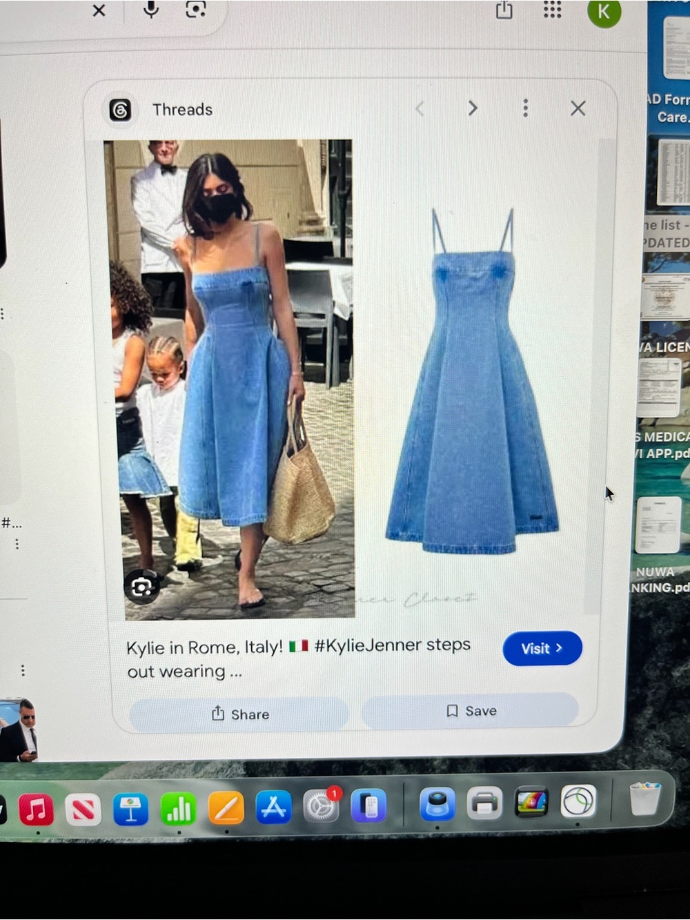 Marni Denim Midi Dress as seen on Kylie Jenner